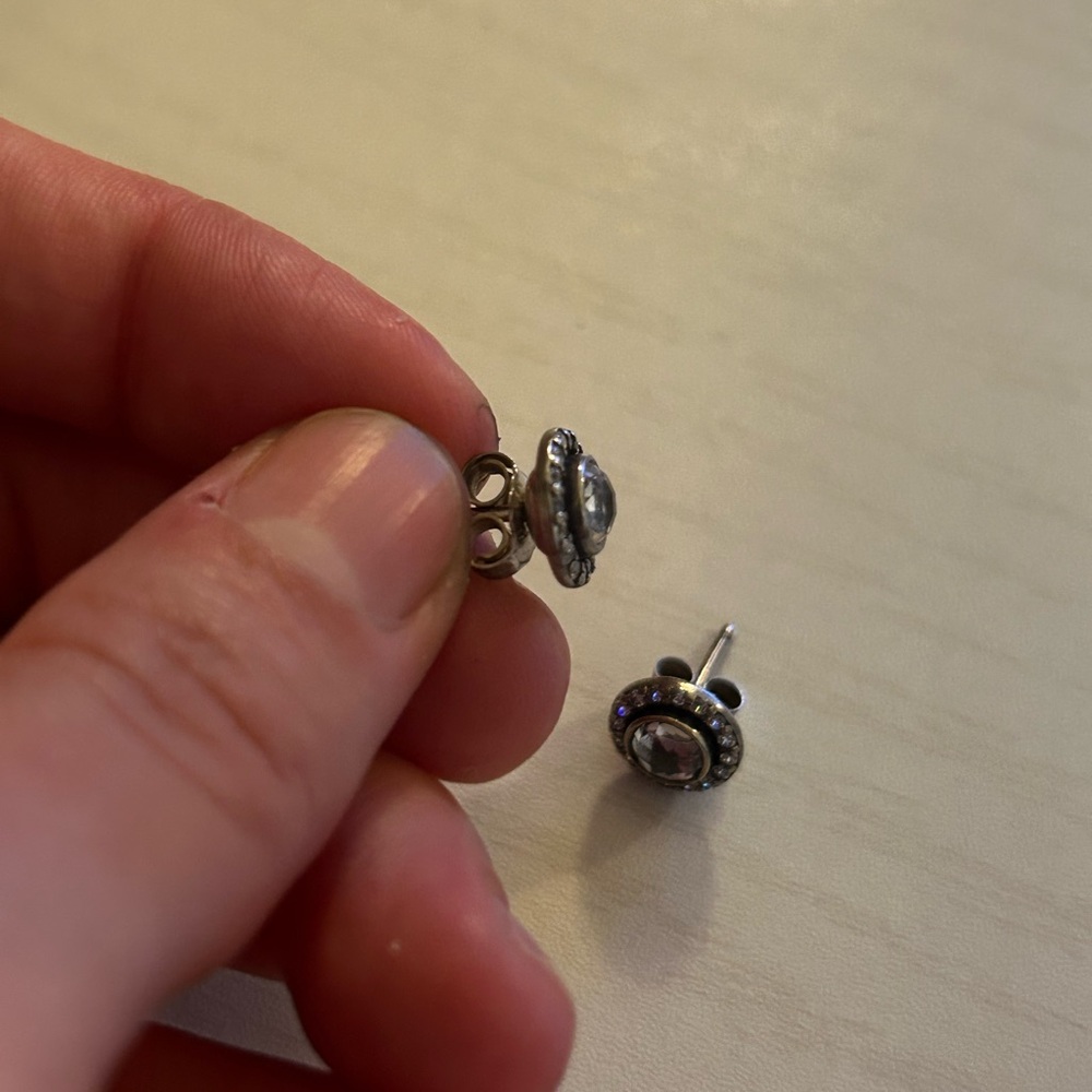 Authentic Pandora 925 Silver Cz Stud Earrings